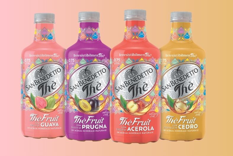 Nuova gamma San Benedetto Thè Fruit con gusti guava, prugna, acerola e cedro in bottiglia PET da 0,75 litri