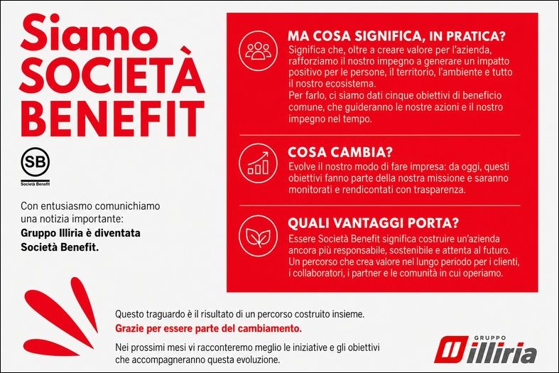 Gruppo Illiria annuncia la trasformazione in Società Benefit e il proprio impegno verso persone, territorio e ambiente