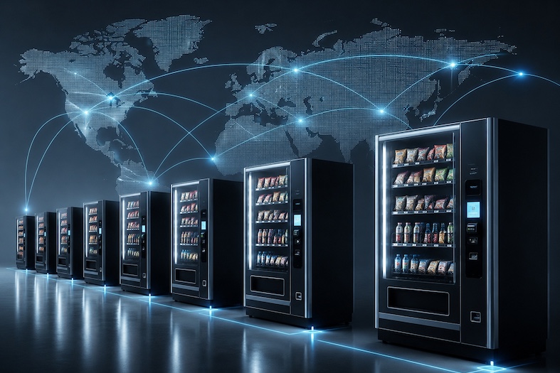 Rete globale di distributori automatici connessi tramite telemetria digitale